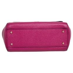 Pre Owned Dolce & Gabbana Fuchsia Leather Medium Miss Sicily Top Handle Bag