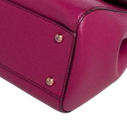Pre Owned Dolce & Gabbana Fuchsia Leather Medium Miss Sicily Top Handle Bag