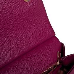 Pre Owned Dolce & Gabbana Fuchsia Leather Medium Miss Sicily Top Handle Bag