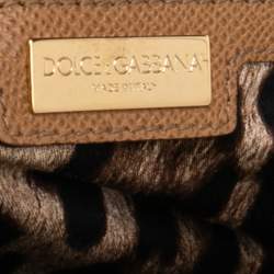 Dolce & Gabbana Brown Leather Large Miss Sicily Top Handle Bag