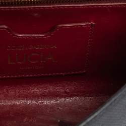 Pre Owned حقيبة يد علوية دولتشي أند غابانا لوسيا جلد نقش سحلية أسود