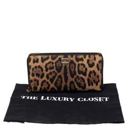 مملوكة مسبقًا محفظة مفكرة دولتشي أند غابانا كانفاس مقوى طباعة فهد أسود/بني بسحاب ملتف