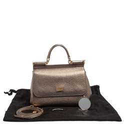 مملوكة مسبقًا حقيبة دولتشي أند غابانا ميس سيسيلي جلد وردي متوسطة بيد علوية 