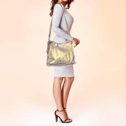 Pre Owned Dolce & Gabbana Metallic Yellow Leather Miss Brooke Hobo