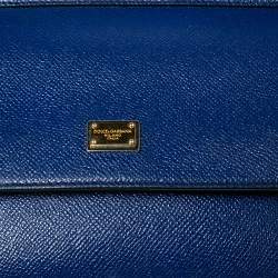مملوكة مسبقًا Dolce & Gabbana Blue Leather Small Miss Sicily Top Handle Bag
