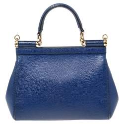 مملوكة مسبقًا Dolce & Gabbana Blue Leather Small Miss Sicily Top Handle Bag