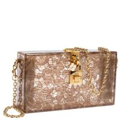 Dolce & Gabbana Brown Acrylic Lace Dolce Box Bag