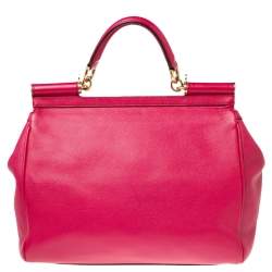 Dolce & Gabbana Fuchsia Leather Large Sicily Top Handle Bag