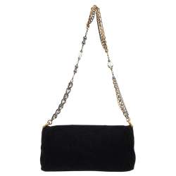 مملوكة مسبقًا Dolce and Gabbana Black Lace Flap Shoulder Bag