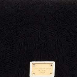 مملوكة مسبقًا Dolce and Gabbana Black Lace Flap Shoulder Bag