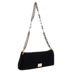 مملوكة مسبقًا Dolce and Gabbana Black Lace Flap Shoulder Bag