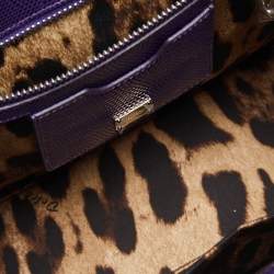 Pre Owned حقيبة دولتشي أند غابانا ميس مونيكا جلد نقشة السحلية بنفسجي يد علوية متوسطة 