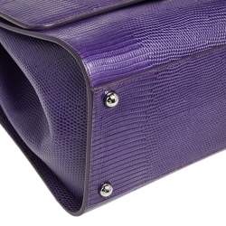 Pre Owned حقيبة دولتشي أند غابانا ميس مونيكا جلد نقشة السحلية بنفسجي يد علوية متوسطة 