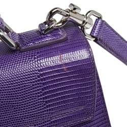 Pre Owned حقيبة دولتشي أند غابانا ميس مونيكا جلد نقشة السحلية بنفسجي يد علوية متوسطة 