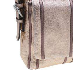 Pre Owned Dolce & Gabbana Metallic Pink Leather Miss Charles Shoulder Bag