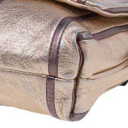 Pre Owned Dolce & Gabbana Metallic Pink Leather Miss Charles Shoulder Bag