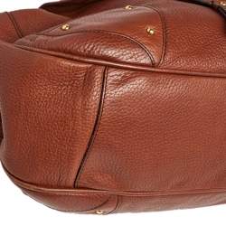 Pre Owned Dolce & Gabbana Brown Leather D Ring Flap Chain Hobo 