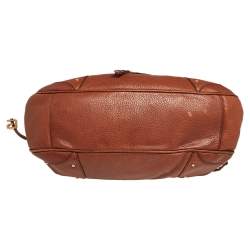 Pre Owned Dolce & Gabbana Brown Leather D Ring Flap Chain Hobo 