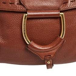 Pre Owned Dolce & Gabbana Brown Leather D Ring Flap Chain Hobo 