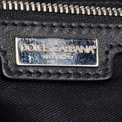 مملوكة مسبقًا Dolce & Gabbana Black/Brown Leopard Print Coated Canvas and Leather Large Miss Sicily Top Handle Bag