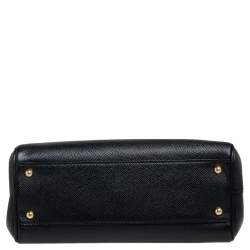 Pre Owned Dolce & Gabbana Black Leather Medium Miss Sicily Top Handle Bag