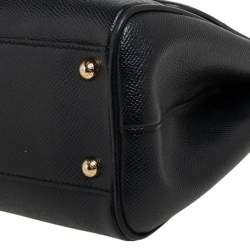 Pre Owned Dolce & Gabbana Black Leather Medium Miss Sicily Top Handle Bag