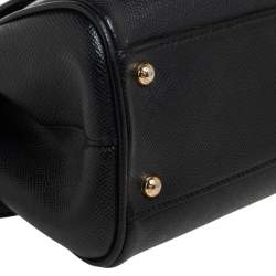 Pre Owned Dolce & Gabbana Black Leather Medium Miss Sicily Top Handle Bag