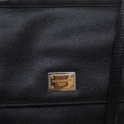Pre Owned Dolce & Gabbana Black Leather Medium Miss Sicily Top Handle Bag
