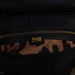 Pre Owned Dolce & Gabbana Black Leather Medium Miss Sicily Top Handle Bag