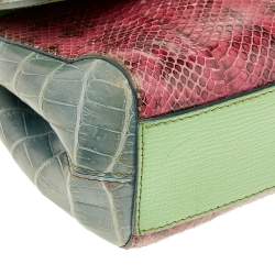 مملوكة مسبقًا Dolce & Gabbana Multicolor Crocodile and Python Small Miss Sicily Top Handle Bag