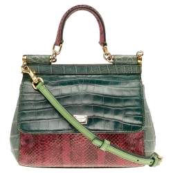 مملوكة مسبقًا Dolce & Gabbana Multicolor Crocodile and Python Small Miss Sicily Top Handle Bag