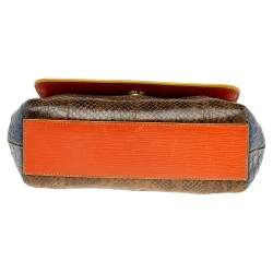 Pre Owned Dolce & Gabbana Multicolor Crocodile and Python Small Miss Sicily Top Handle Bag