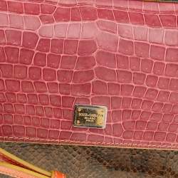 Pre Owned Dolce & Gabbana Multicolor Crocodile and Python Small Miss Sicily Top Handle Bag
