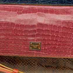 Pre Owned Dolce & Gabbana Multicolor Crocodile and Python Small Miss Sicily Top Handle Bag