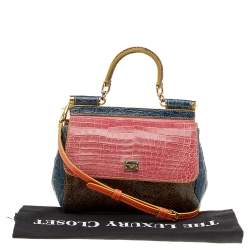 Pre Owned Dolce & Gabbana Multicolor Crocodile and Python Small Miss Sicily Top Handle Bag