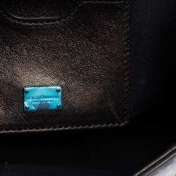 Pre Owned Dolce & Gabbana Black Printed PVC and Snakeskin Small Miss Monica Top Handle Bag