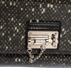 Pre Owned Dolce & Gabbana Black Printed PVC and Snakeskin Small Miss Monica Top Handle Bag