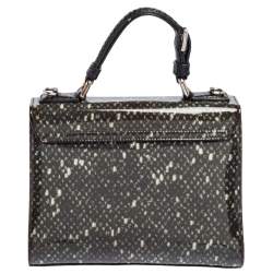 Pre Owned Dolce & Gabbana Black Printed PVC and Snakeskin Small Miss Monica Top Handle Bag