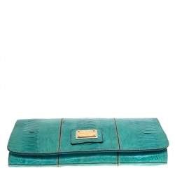 Pre Owned حقيبة كلتش دولتشي أند غابانا حمالة معصم ميس زوي جلد نعام أزرق