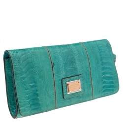 Pre Owned حقيبة كلتش دولتشي أند غابانا حمالة معصم ميس زوي جلد نعام أزرق