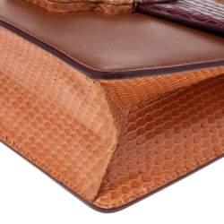 Pre Owned حقيبة كتف دولتشي أند غابانا لوسيا جلد ثعبان وجلد تمساح متعدد الألوان 