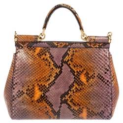 Pre Owned Dolce & Gabbana Multicolor Python Medium Miss Sicily Top Handle Bag