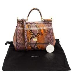 Pre Owned Dolce & Gabbana Multicolor Python Medium Miss Sicily Top Handle Bag