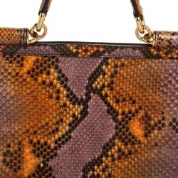 Pre Owned Dolce & Gabbana Multicolor Python Medium Miss Sicily Top Handle Bag