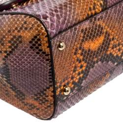 Pre Owned Dolce & Gabbana Multicolor Python Medium Miss Sicily Top Handle Bag