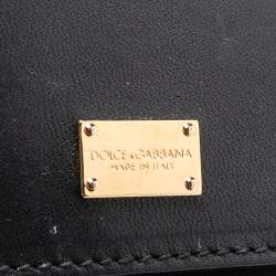 Pre Owned Dolce & Gabbana Black/Brown Leopard Print Coated Canvas Large Miss Sicily Top Handle Bag