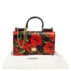 مملوكة مسبقًا محفظة بسلسلة دولتشي أند غابانا سيسيلي سمارت غلوس جلد مطبوع متعدد الألوان