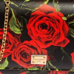 مملوكة مسبقًا محفظة بسلسلة دولتشي أند غابانا سيسيلي سمارت غلوس جلد مطبوع متعدد الألوان