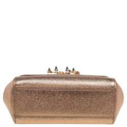 Dolce & Gabbana Gold Leather Mini Miss Sicily Top Handle Bag