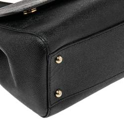 مملوكة مسبقًا Dolce & Gabbana Black Leather Medium Miss Sicily Top Handle Bag